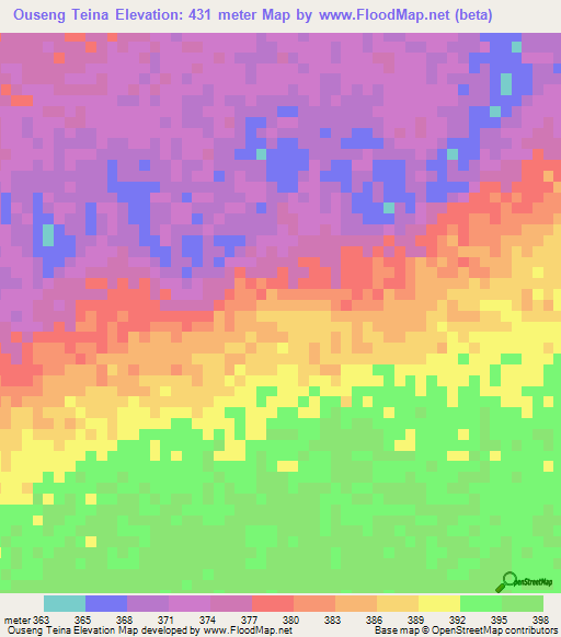Ouseng Teina,Chad Elevation Map