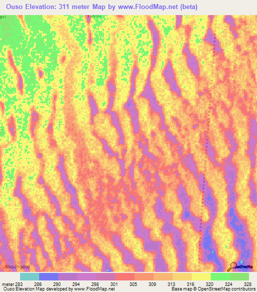 Ouso,Chad Elevation Map