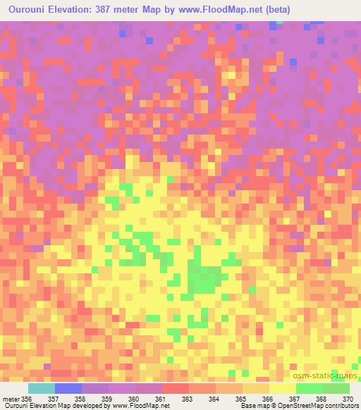 Ourouni,Chad Elevation Map