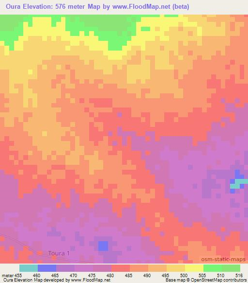 Oura,Chad Elevation Map