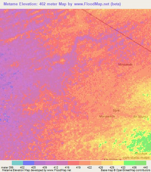 Metame,Chad Elevation Map