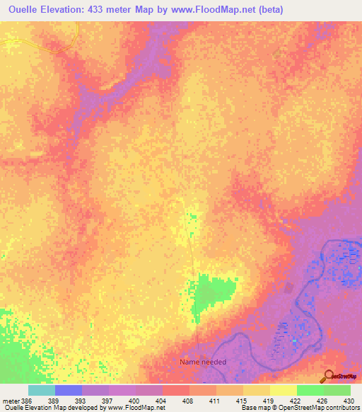 Ouelle,Chad Elevation Map