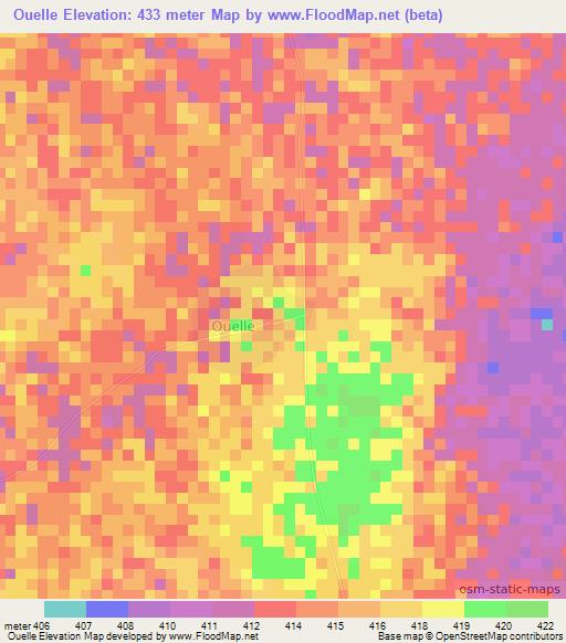 Ouelle,Chad Elevation Map