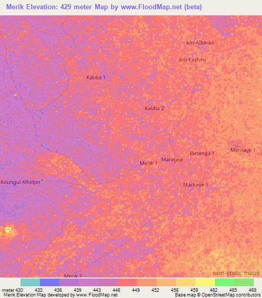 Merik,Chad Elevation Map