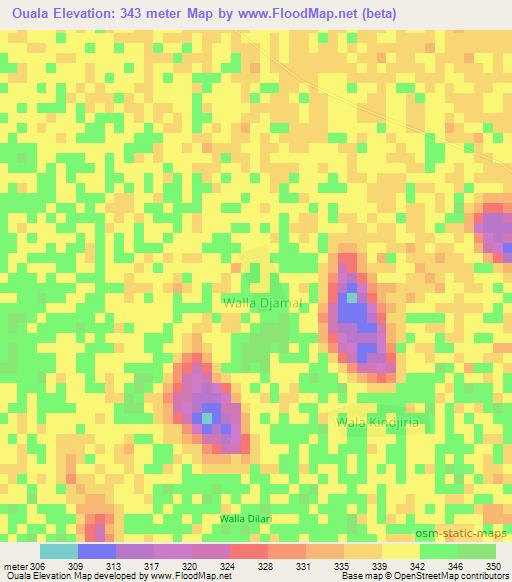 Ouala,Chad Elevation Map
