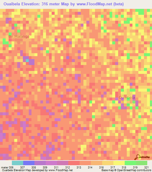 Ouaibela,Chad Elevation Map