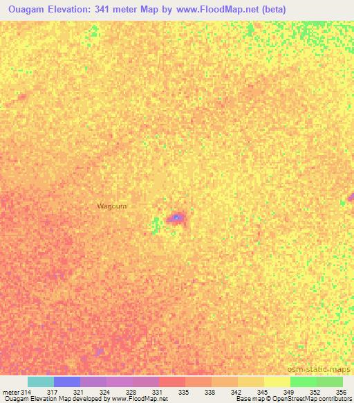 Ouagam,Chad Elevation Map