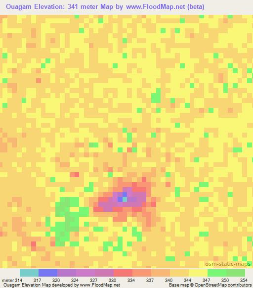 Ouagam,Chad Elevation Map
