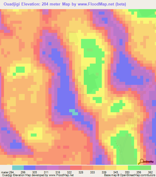 Ouadjigi,Chad Elevation Map
