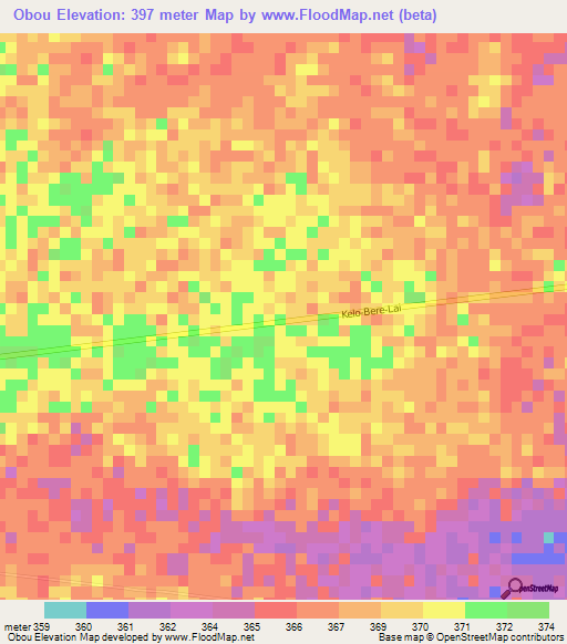 Obou,Chad Elevation Map