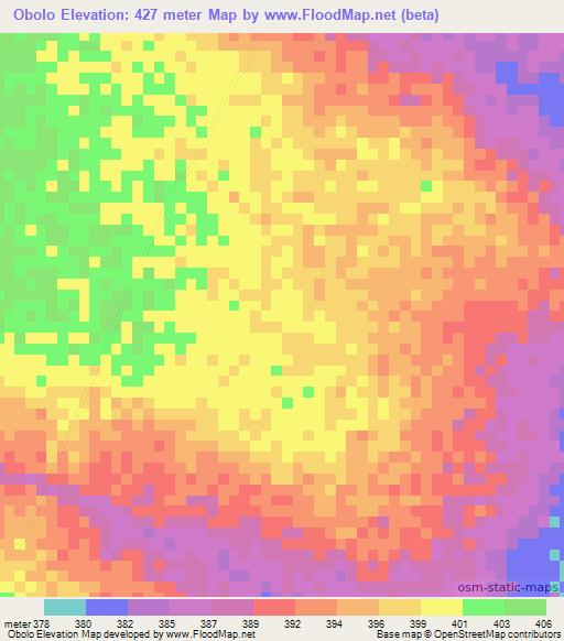 Obolo,Chad Elevation Map