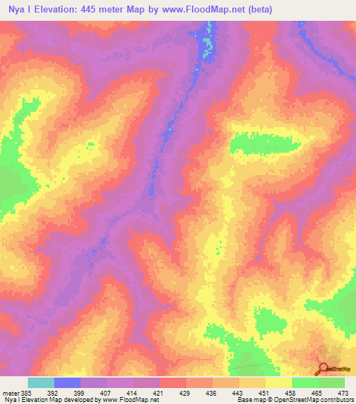 Nya I,Chad Elevation Map