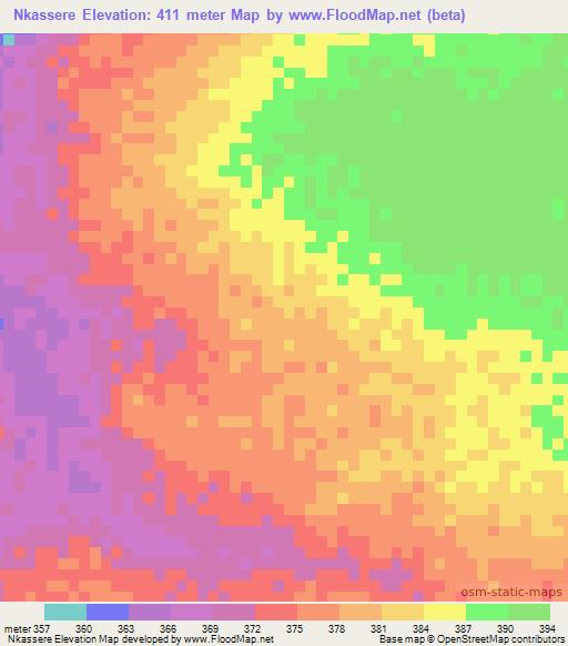 Nkassere,Chad Elevation Map