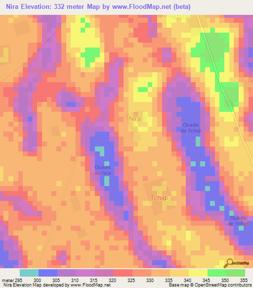 Nira,Chad Elevation Map