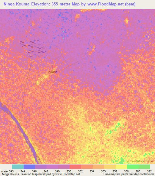 Ninga Kouma,Chad Elevation Map