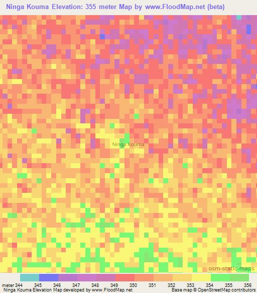 Ninga Kouma,Chad Elevation Map