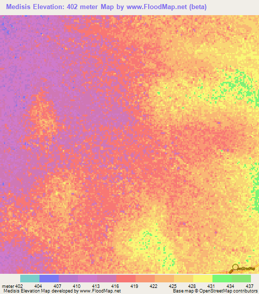 Medisis,Chad Elevation Map