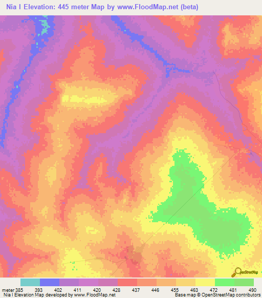 Nia I,Chad Elevation Map