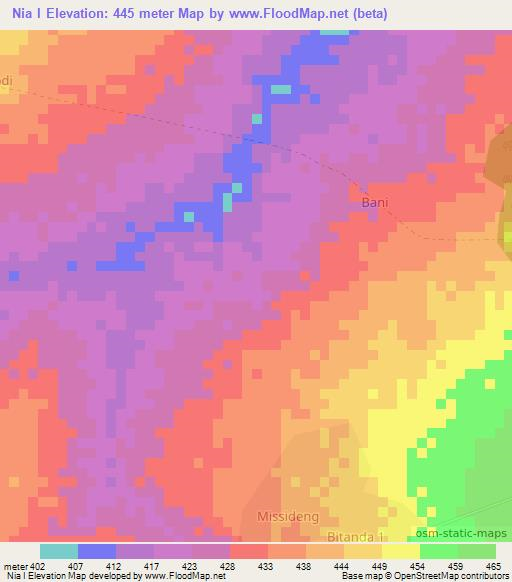 Nia I,Chad Elevation Map