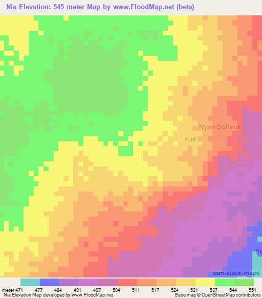 Nia,Chad Elevation Map