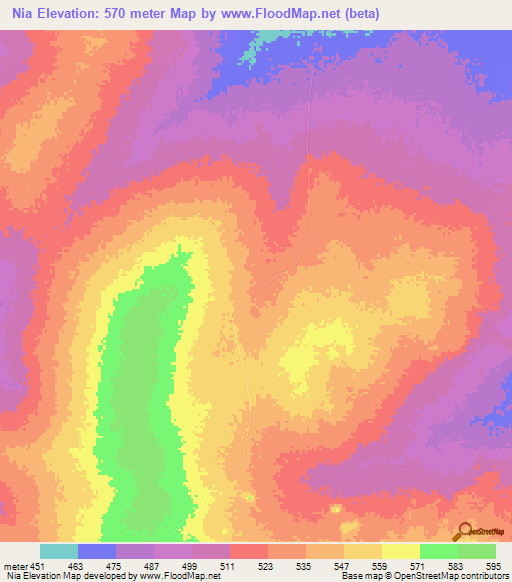 Nia,Chad Elevation Map