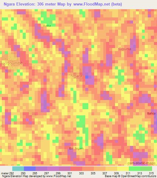 Ngara,Chad Elevation Map
