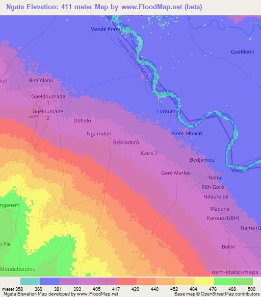 Ngata,Chad Elevation Map