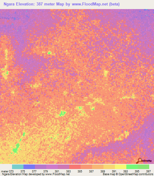 Ngara,Chad Elevation Map