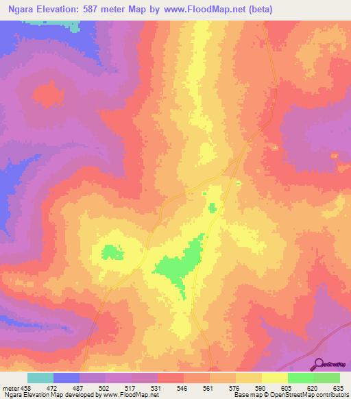 Ngara,Chad Elevation Map