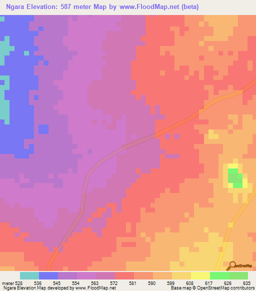 Ngara,Chad Elevation Map