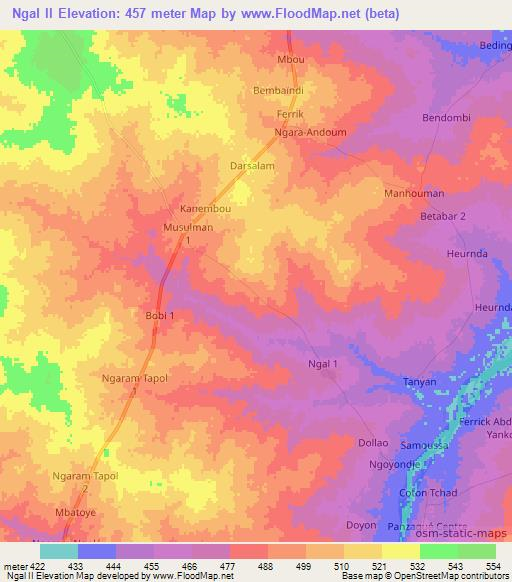 Ngal II,Chad Elevation Map