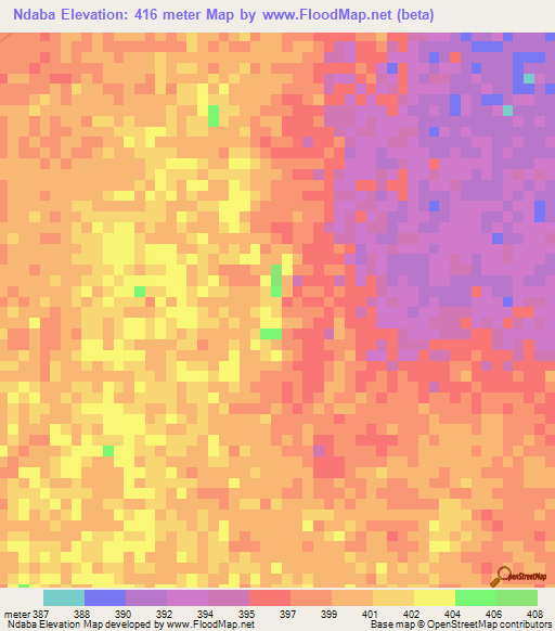 Ndaba,Chad Elevation Map