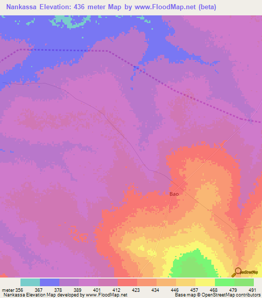 Nankassa,Chad Elevation Map