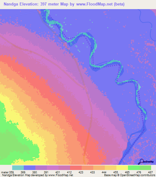 Nandga,Chad Elevation Map