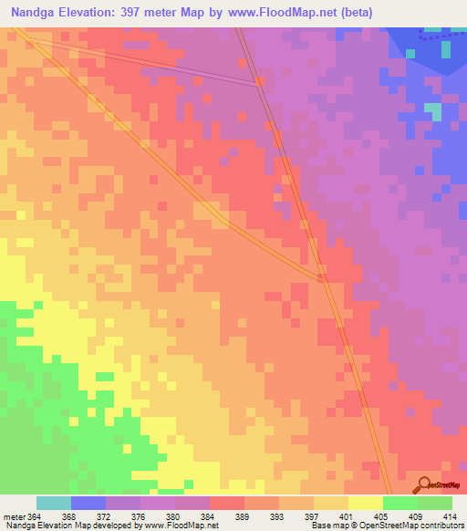 Nandga,Chad Elevation Map
