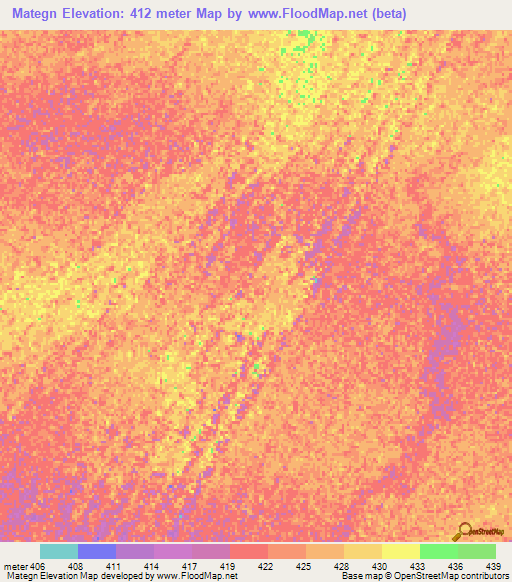 Mategn,Chad Elevation Map