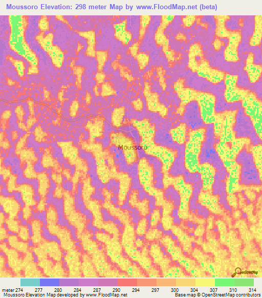 Moussoro,Chad Elevation Map