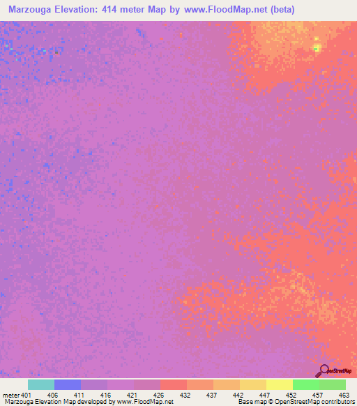 Marzouga,Chad Elevation Map
