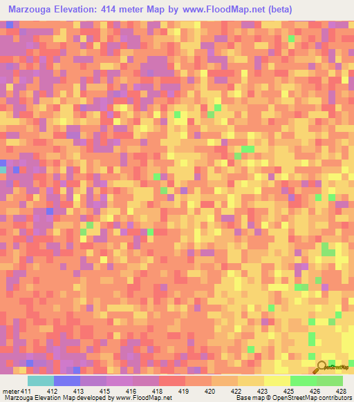 Marzouga,Chad Elevation Map