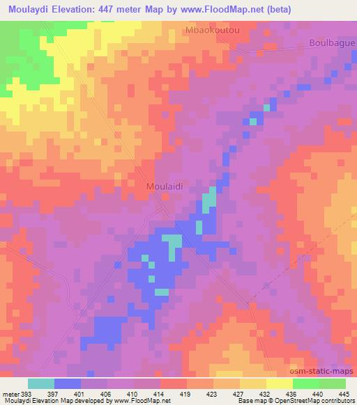 Moulaydi,Chad Elevation Map