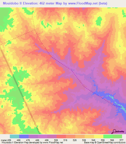 Mouidobo II,Chad Elevation Map