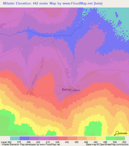 Milader,Chad Elevation Map