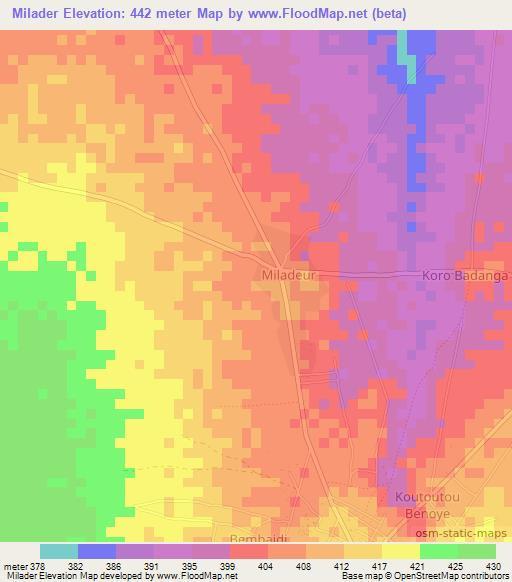 Milader,Chad Elevation Map