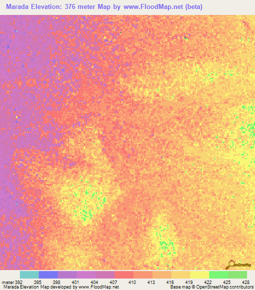 Marada,Chad Elevation Map
