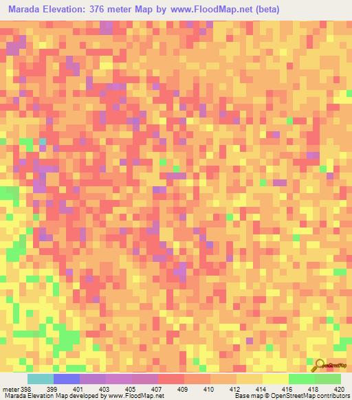 Marada,Chad Elevation Map