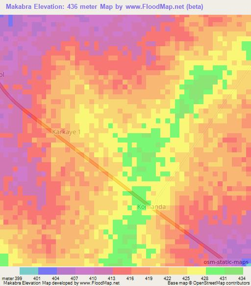 Makabra,Chad Elevation Map