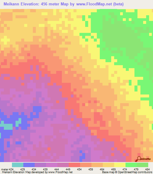 Meikann,Chad Elevation Map