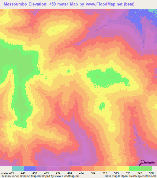 Massoumbo,Chad Elevation Map