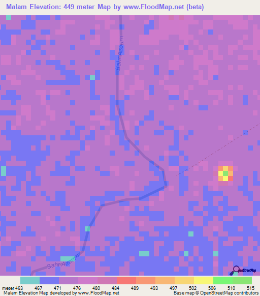Malam,Chad Elevation Map