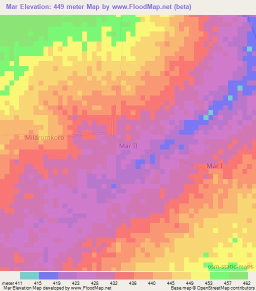 Mar,Chad Elevation Map